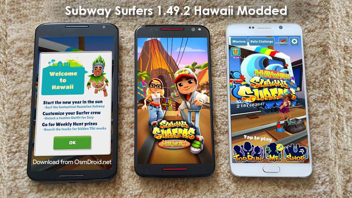 Subway Surfers 1.49.2 apk Modded Hawaii Unlimited Keys Coins Hack